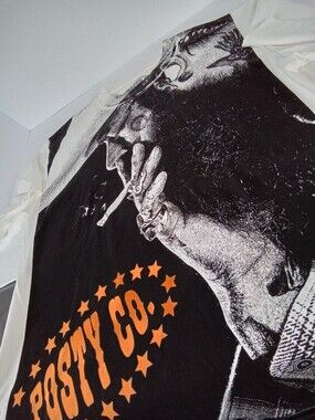 Posty Co. Graphic AOP Tee - Black & White with Orange Print